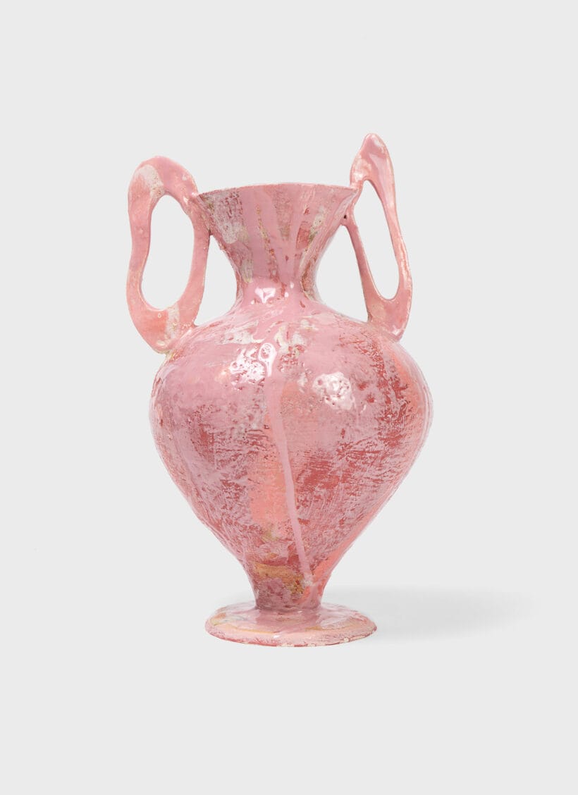 AnnaLeaClelia Tunesi Pink Glaze Vessel With Handles