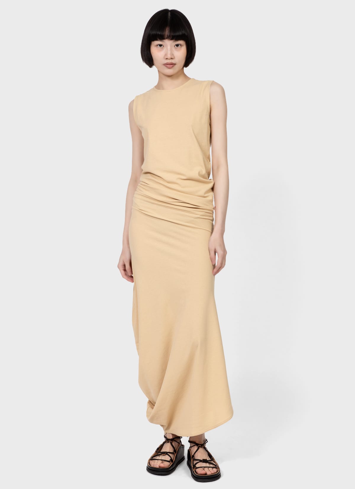 ワンピース LEMAIRE Woman Dress Beige DR1045LJ1016 WH048 Light Cream Belted Rib T-shirt Dress | LEMAIRE