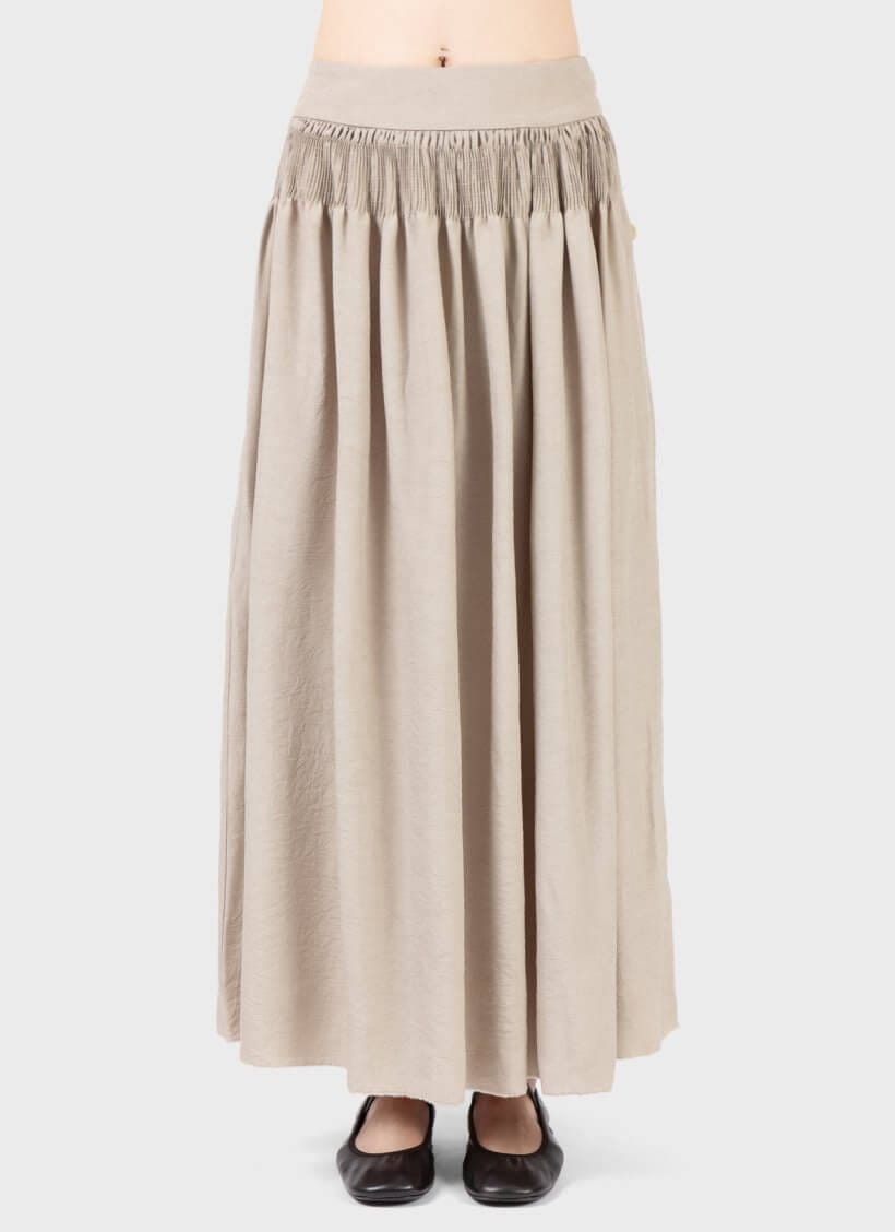 A Tentative Atelier Hand Smocked Skirt Walnut