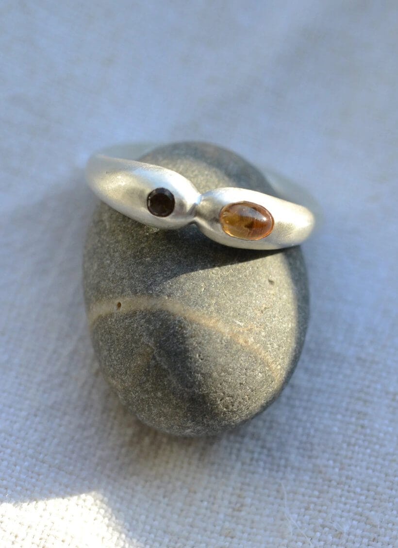 Dunton Ellerkamp Two Halves Ring with Citrine and Smoky Quartz