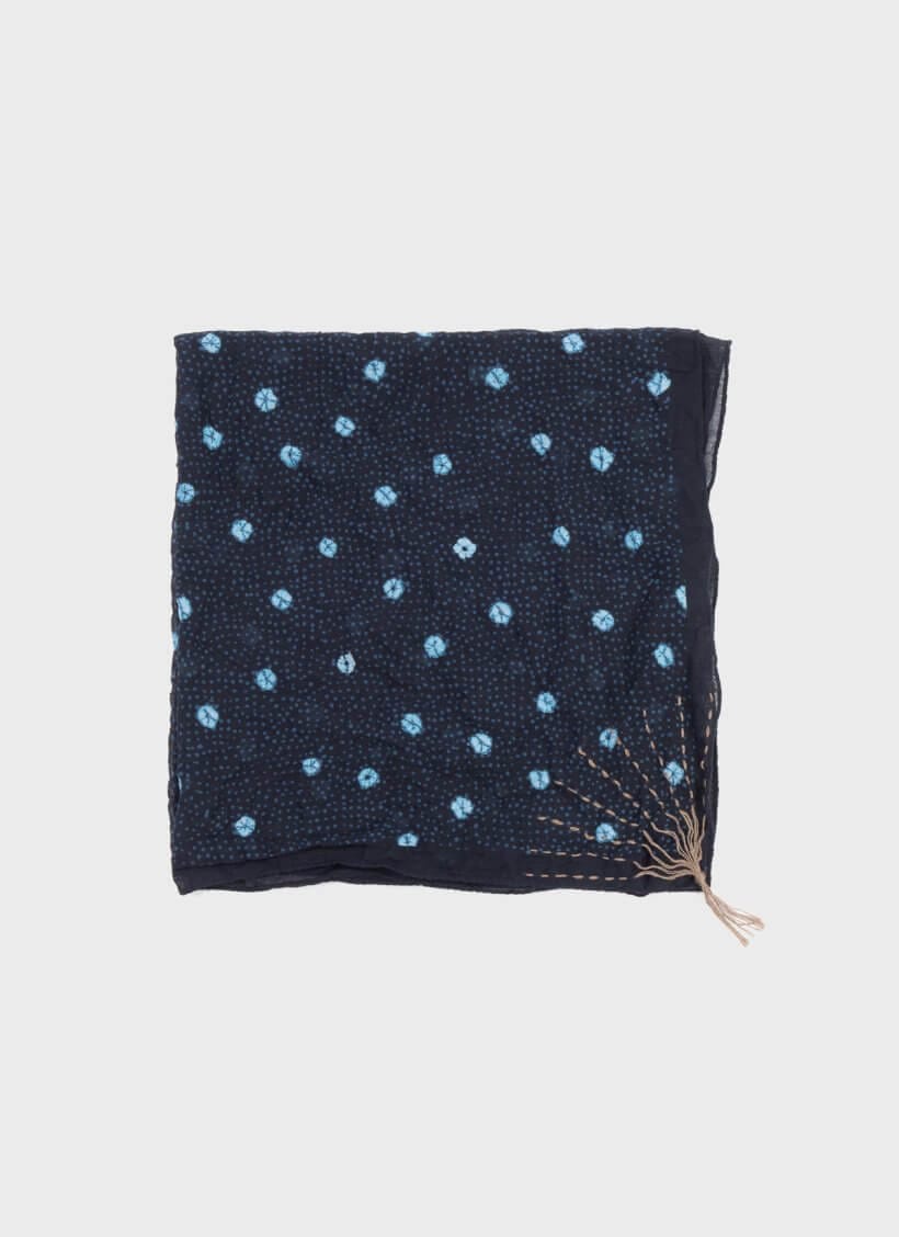 Pas De Calais Shibori Print Scarf Navy